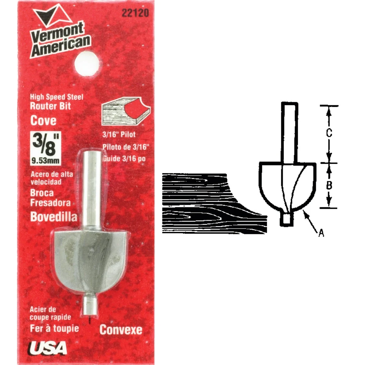 Exceptional Vermont American Carbide Tip 1-1 4 In. Cove Bit Smooth