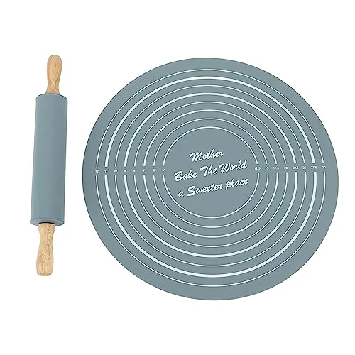 Casual Large Silicone Rolling Pin Pastry Baking Mat Set for Kitchen Selected