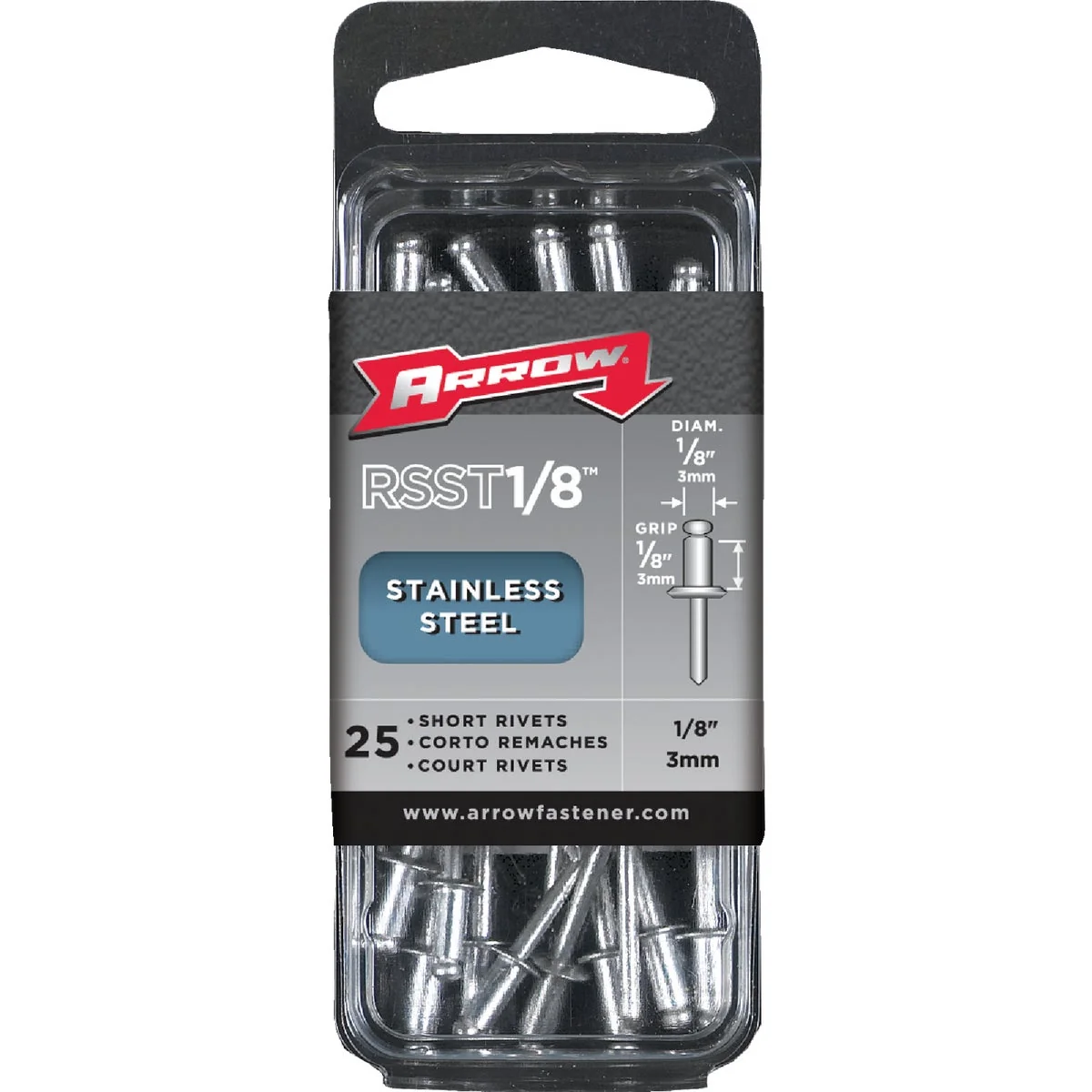 Professional Arrow 1 8 In. x 1 8 In. Stainless Steel Rivet 25 Count Expertly Made