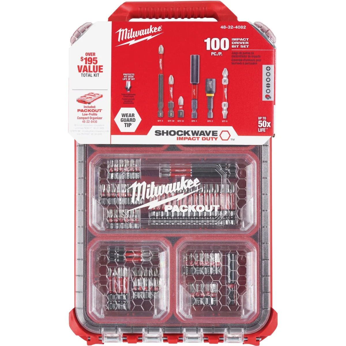 Artisan Milwaukee Shockwave PACKOUT Impact Screwdriver Bit Set 100-Piece Superior
