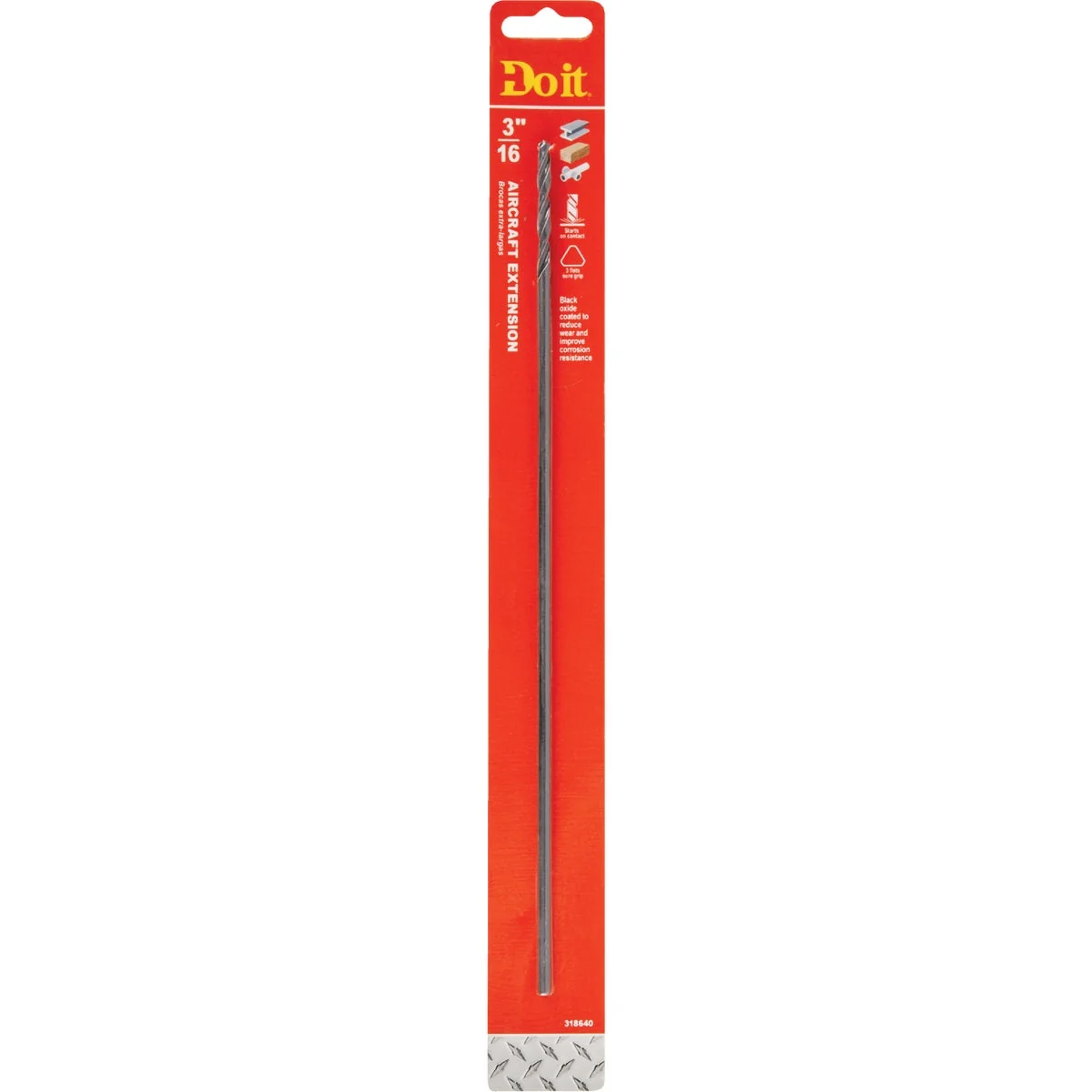 Certified Do it 3 16 In. x 12 In. Black Oxide Extended Length Drill Bit Breathable