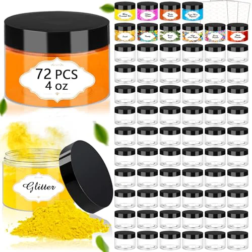 High-Quality Plastic Jars with Lids 4 OZ 72 Count Breathable