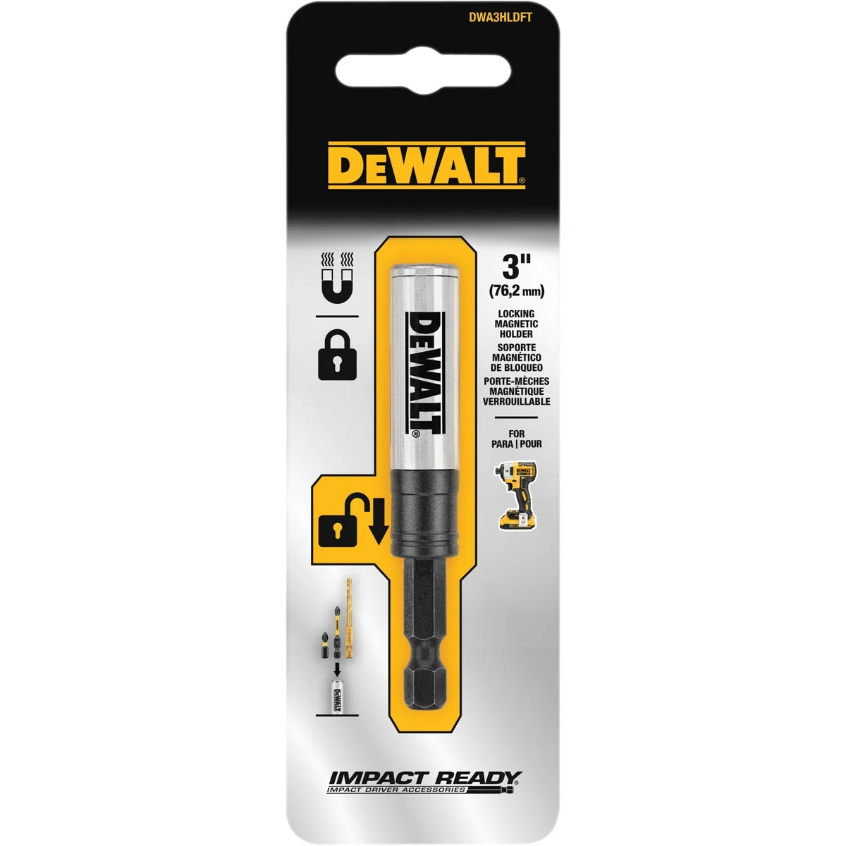 Authentic DeWalt Impact Ready 3 In. Locking Magnetic Screwdriving Bit Holder Proven