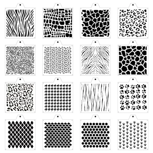 Practical Leopard 5.5×5.5in Cheetah Animal Cow Print Skin Reusable Painting Template Stencils for Cake 16 Count Sophisticated