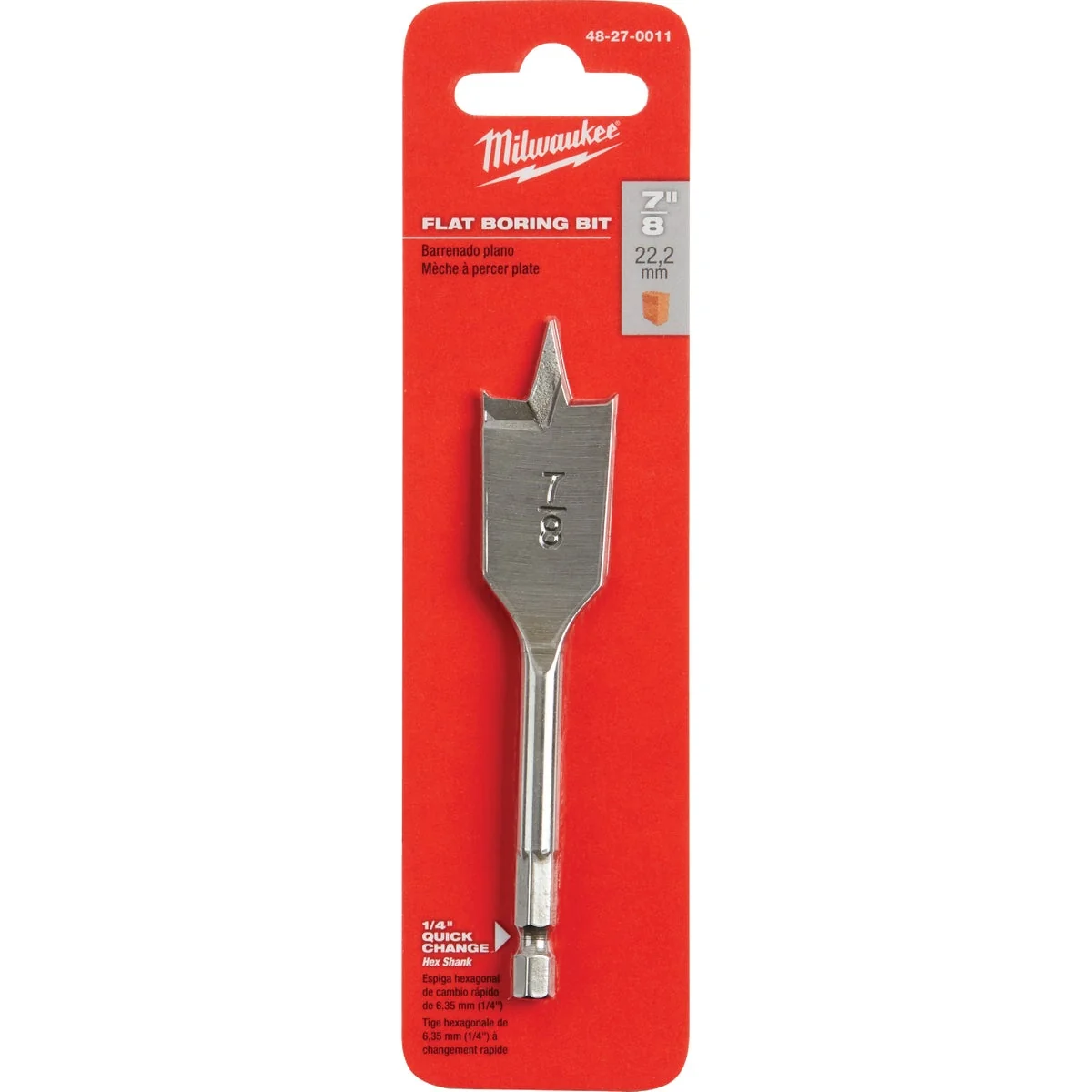 Certified Milwaukee 7 8 In. x 4-1 2 In. Spade Bit Minimalist