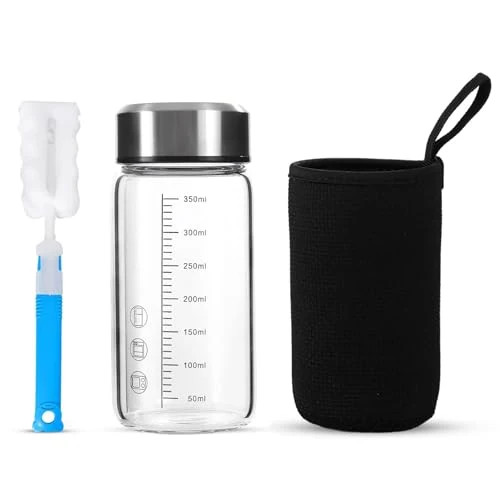 User-Friendly 12Oz Small Glass Water Bottle with Lid and Sleeve Next-Generation
