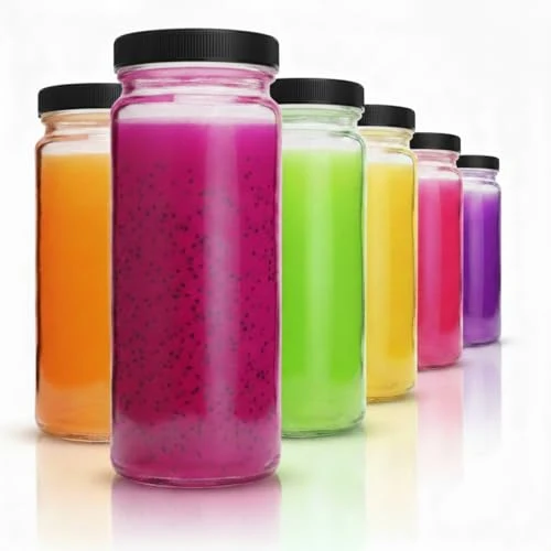 Modern Clear Glass Water Bottles Set 6 Count Trendy