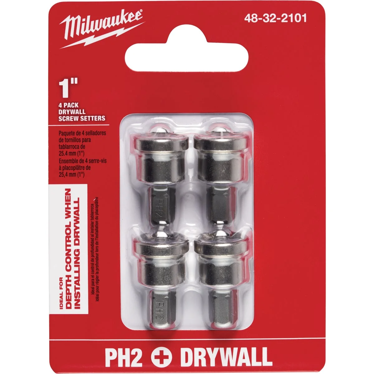 Green Milwaukee 2 Phillips Insert 1 4 In. Hex Drywall Dimpler Screw Setter 4-Pack Innovative