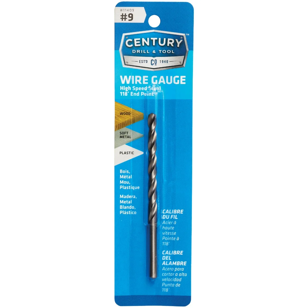 Prestigious Century Drill Tool Number 9 HSS Brite Drill Bit Recyclable