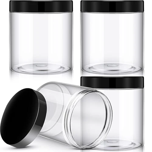 Original Design 4 Pcs Plastic Jars Wide Mouth with Lids 4 Count Classic