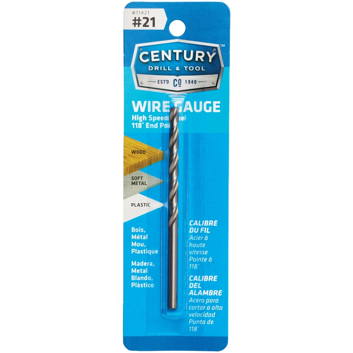 Official Century Drill Tool Number 21 HSS Brite Drill Bit Superior