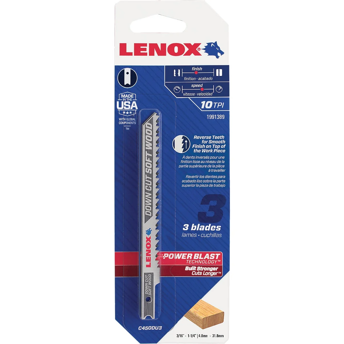 Safe Lenox U-Shank 4 In. x 10 TPI High Carbon Steel Jig Saw Blade Downcut Soft Wood 3-Pack Elite