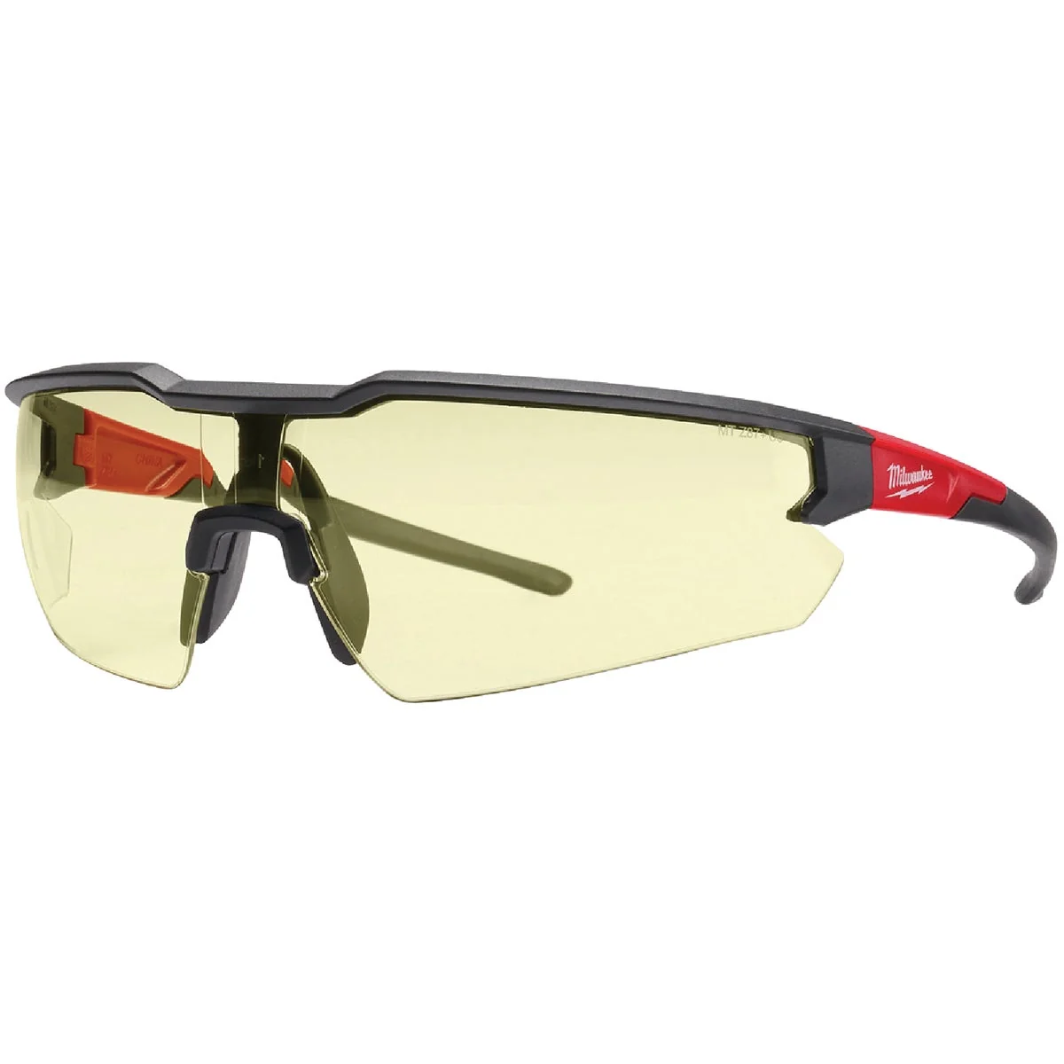 Effective Milwaukee Red Black Frame Safety Glasses with Yellow Anti-Scratch Lenses Casual