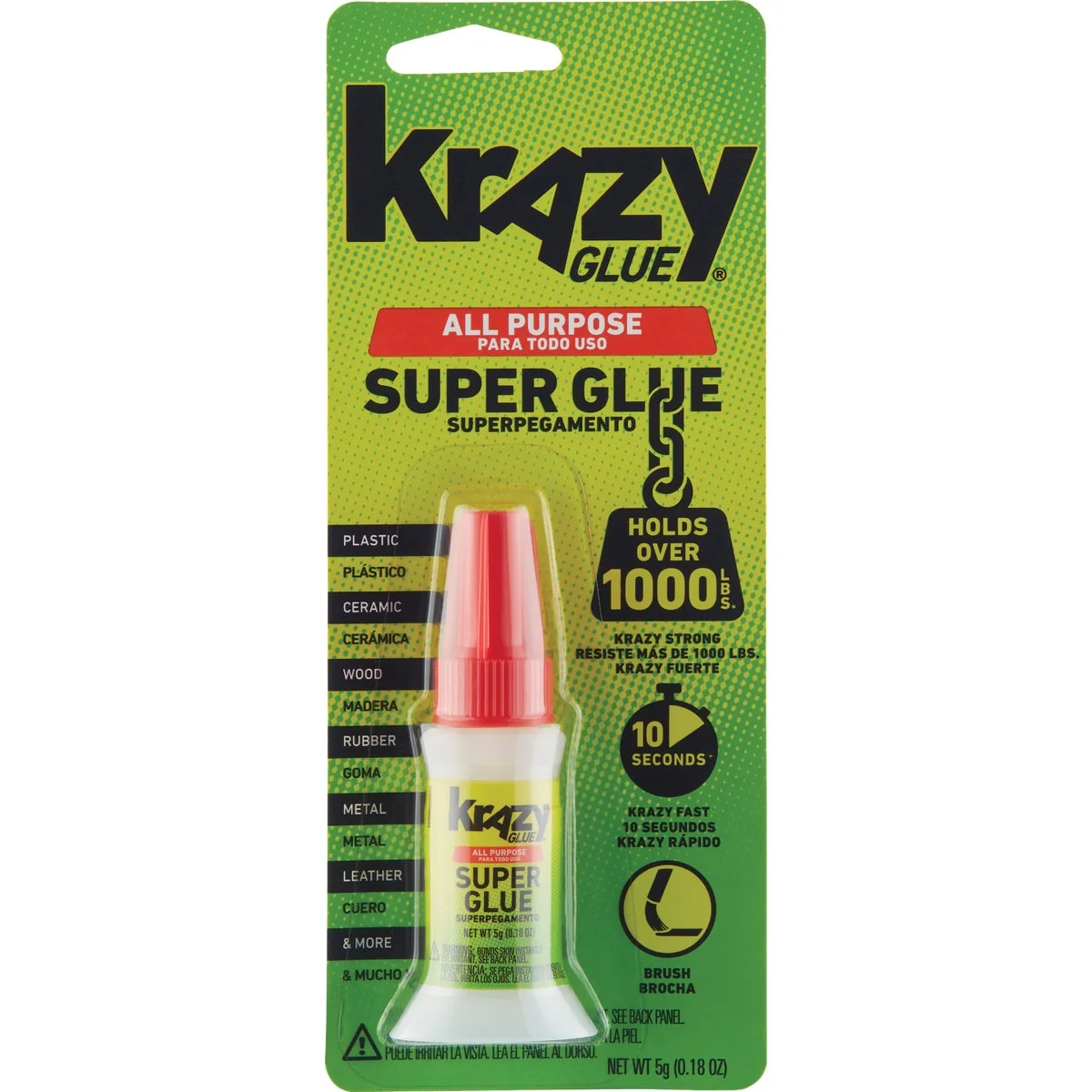 Healthy Krazy Glue 0.18 Oz. Liquid All-Purpose Super Glue with Brush Detailed