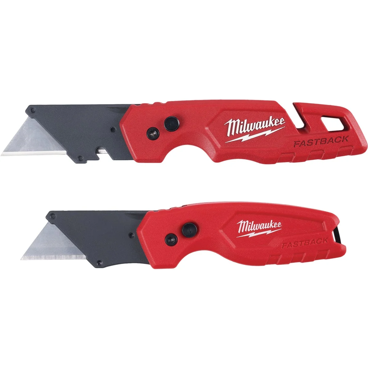 Next-Generation Milwaukee FASTBACK Folding Utility Knife w Storage and Compact Folding Utility Knife 2-Pack Smart