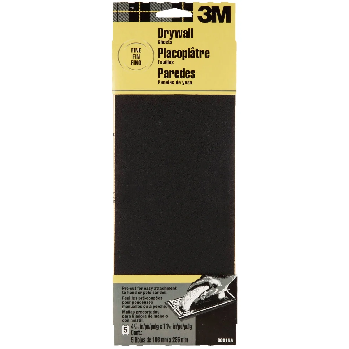 Powerful 3M Fine Grade 4-3 16 In. x 11-1 4 In. Precut Drywall Sandpaper 2-Pack Quality