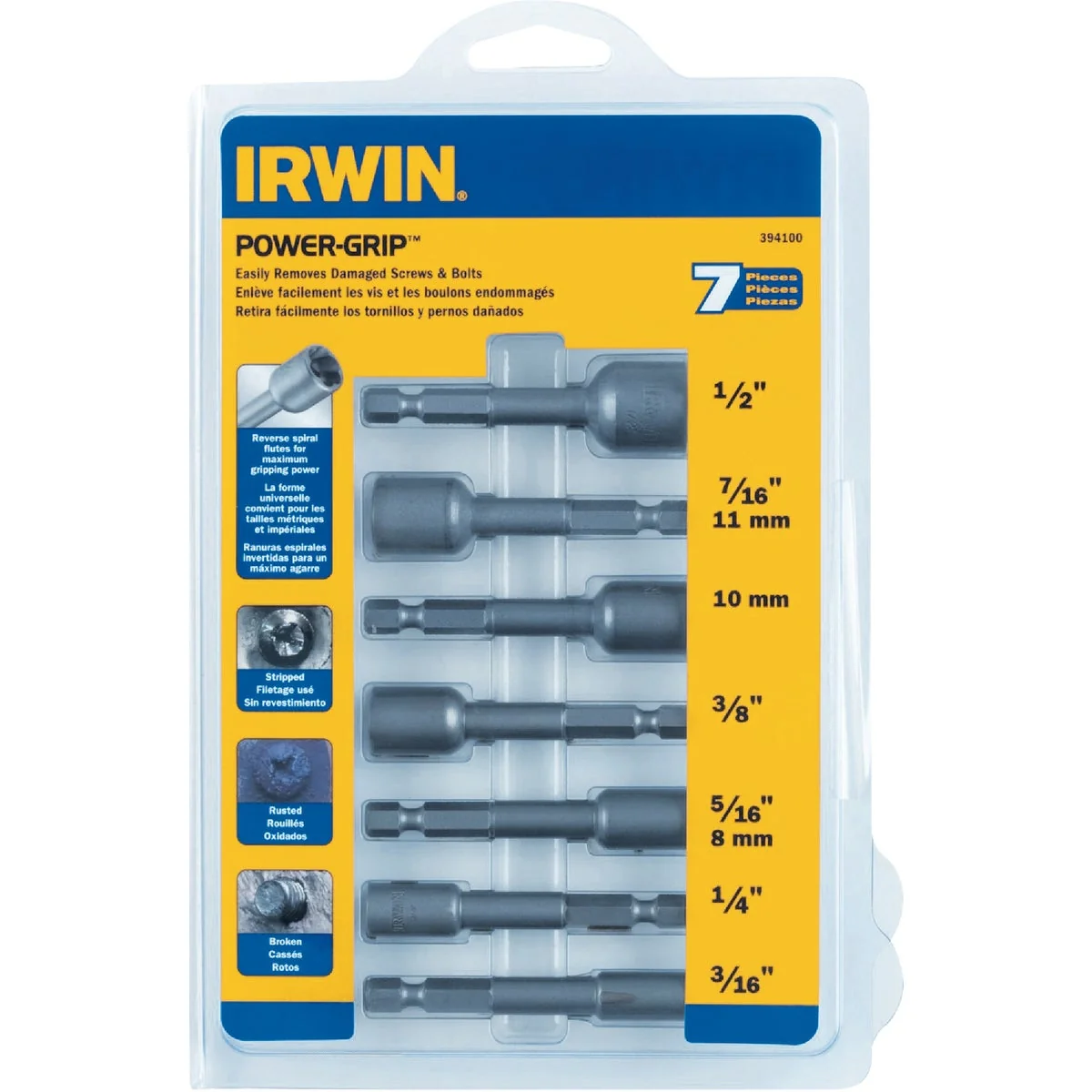 Fine Irwin POWER GRIP 7-Piece Screw and Bolt Extractor Set Premium Material