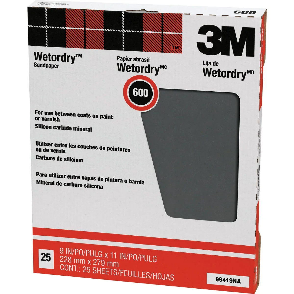 Clean 3M Wetordry Pro-Pak 9 In. x 11 In. 600 Grit Super Fine Sandpaper 25-Pack High-Performance