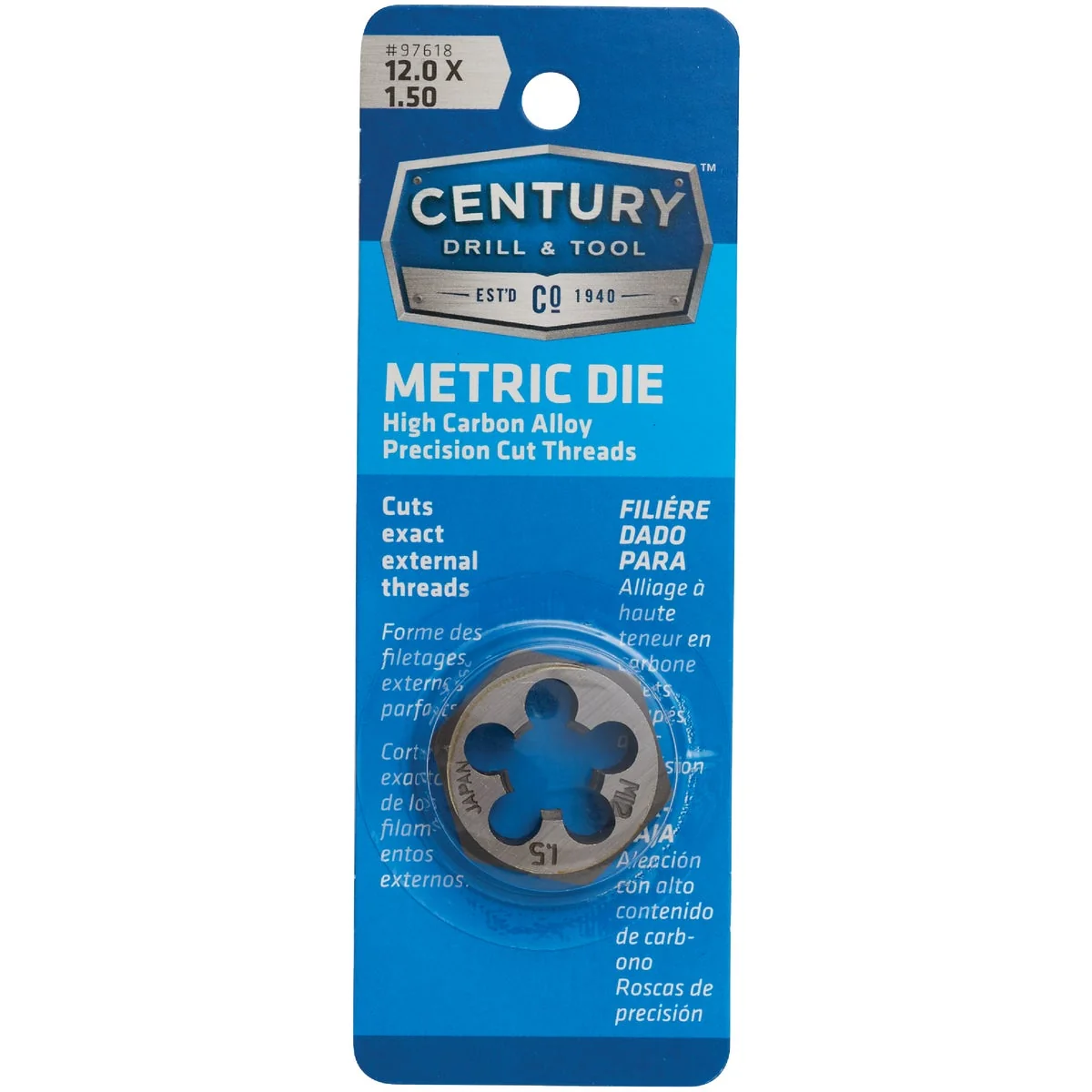 Versatile Century Drill Tool 12.0×1.50 NPT 1 Across Flats Hexagon Pipe Die Environmentally Friendly
