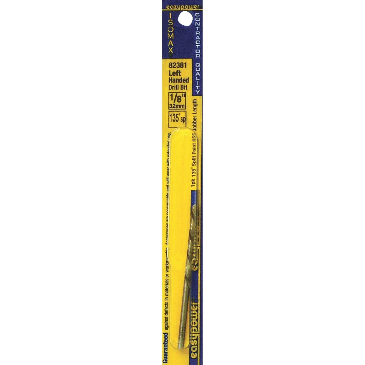 Solid Eazypower 1 8 In. High Speed Steel 135 deg Left Hand Drill Bit Breathable