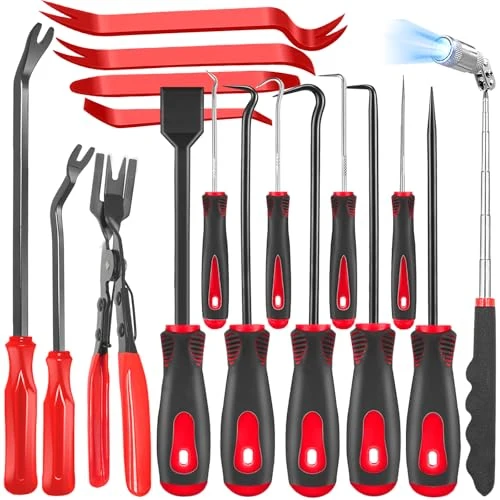 Functional 17Pcs Mechanic Hook and Pick Tool Set Car Trim Removal Kit 17 Count Green