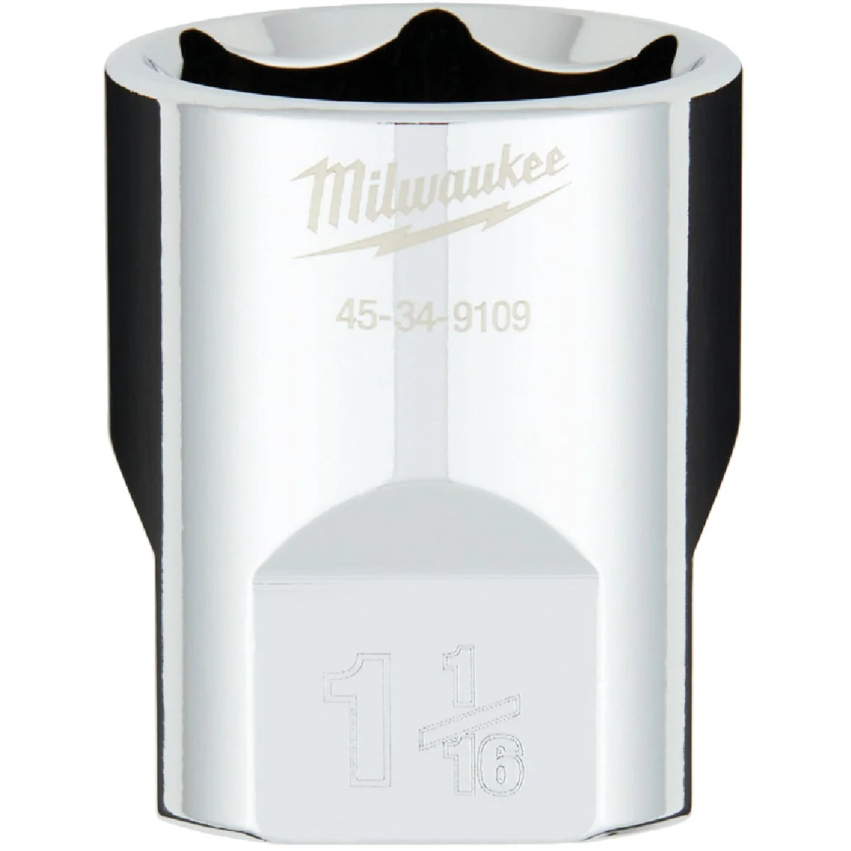 Solid Milwaukee 1 2 In. Drive 1-1 16 In. 6-Point Shallow Standard Socket with FOUR FLAT Sides High-Grade