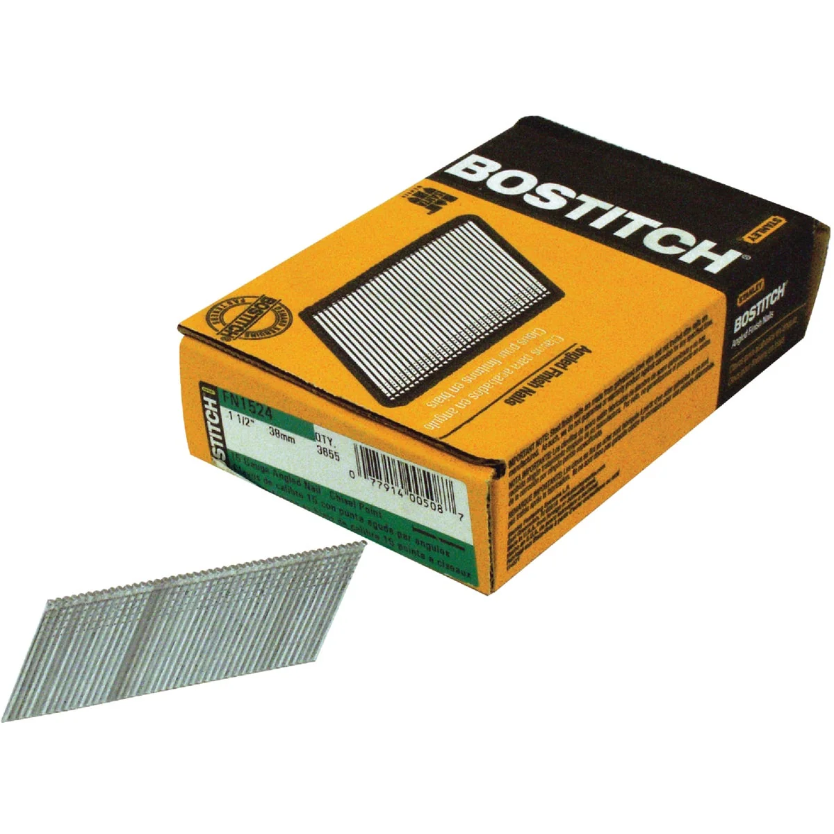 Advanced Bostitch 15-Gauge Coated 25 Degree FN-Style Angled Finish Nail 1-3 4 In. 3655 Ct. Green