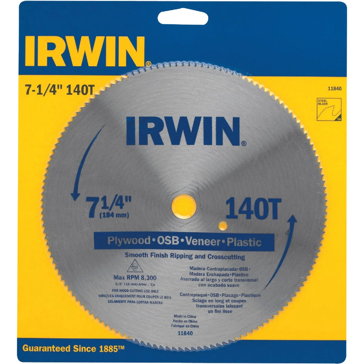 Consistent Irwin Steel 7-1 4 In. 140-Tooth Smooth Finish Ripping Crosscutting Circular Saw Blade Original Design