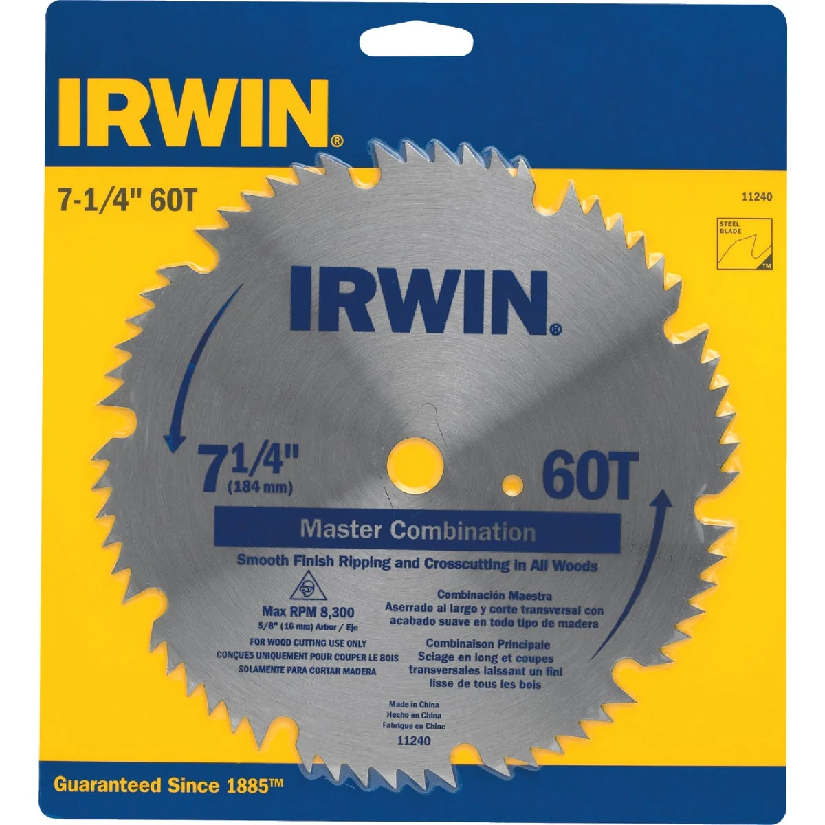 Traditional Irwin Steel 7-1 4 In. 60-Tooth Ripping Crosscutting Circular Saw Blade World-Class