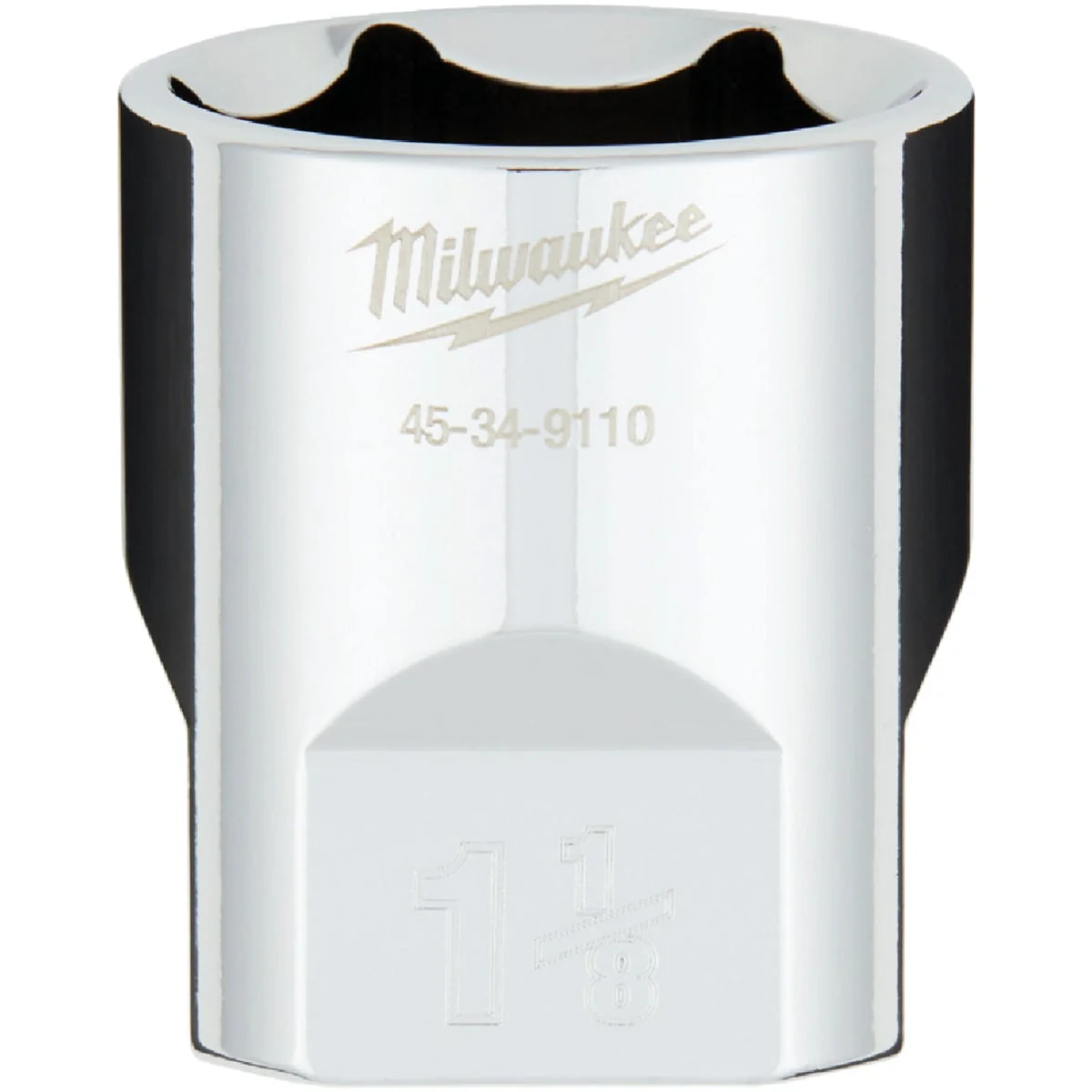 Easy-to-Use Milwaukee 1 2 In. Drive 1-1 8 In. 6-Point Shallow Standard Socket with FOUR FLAT Sides High-Performance