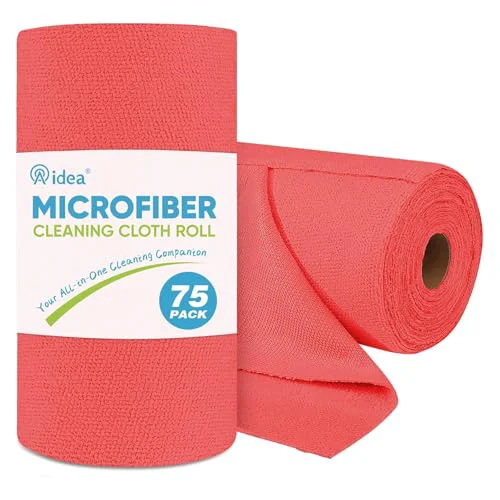 First-Class Red Microfiber Cleaning Cloth Roll 75 Count High-End