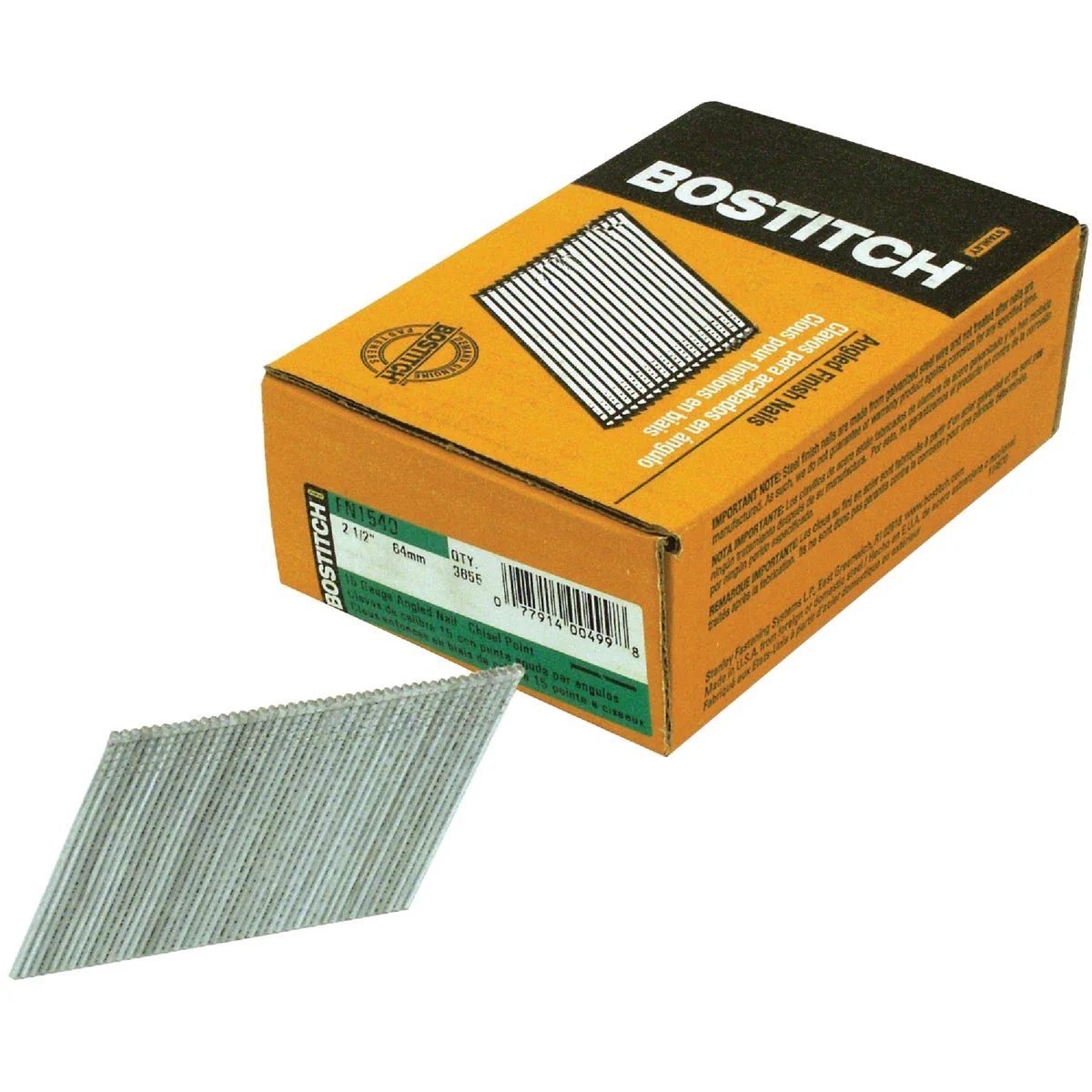 Enhanced Bostitch 15-Gauge Coated 25 Degree FN-Style Angled Finish Nail 2-1 2 In. 3655 Ct. Healthy