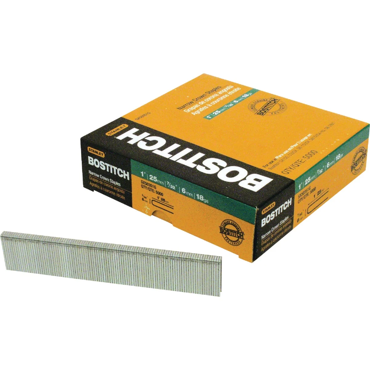 Crafted Bostitch 18-Gauge Galvanized Narrow Crown Finish Staple 7 32 In. x 7 8 In. 5000 Ct. Breathable