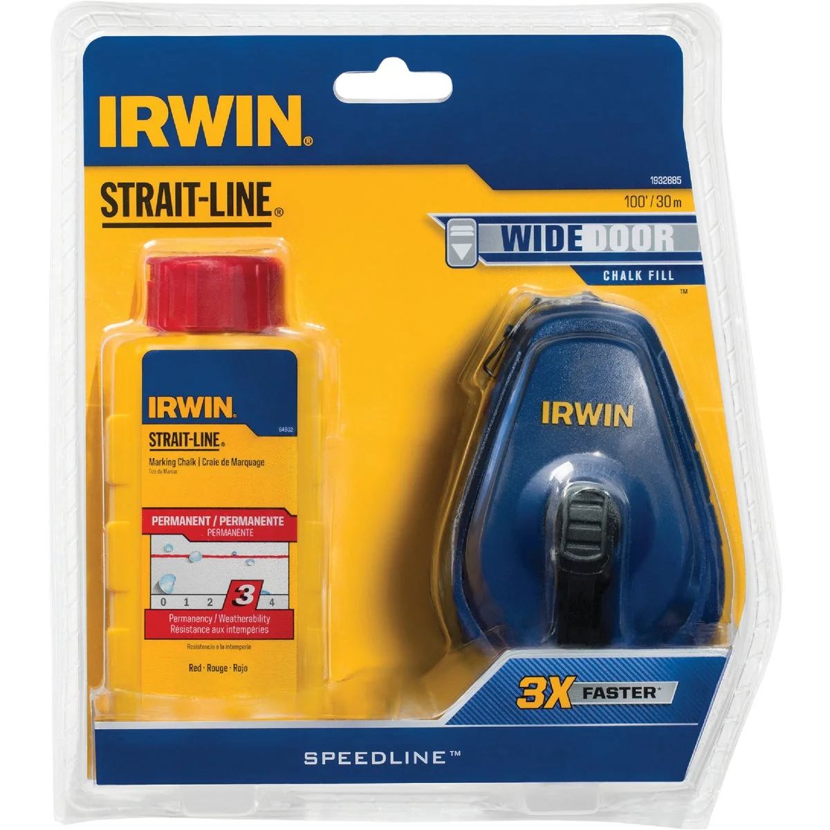 Official Irwin STRAIT-LINE Speed-Line 100 Ft. Chalk Line Reel and Chalk Red User-Friendly