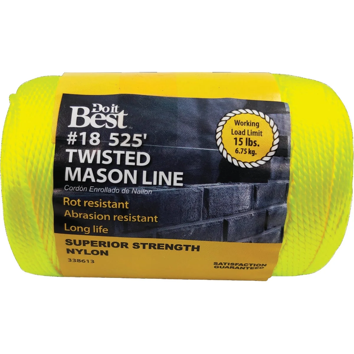Authentic Do it 525 Ft. Fluorescent Yellow Twisted Nylon Mason Line Detailed