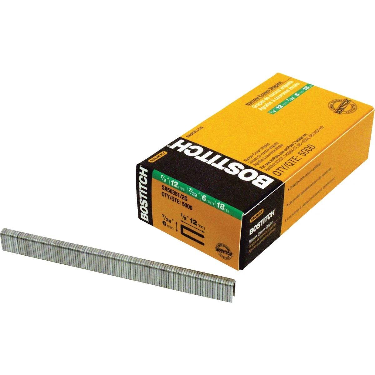 Genuine Bostitch 18-Gauge Galvanized Narrow Crown Finish Staple 7 32 In. x 1 2 In. 7000 Ct. Contemporary