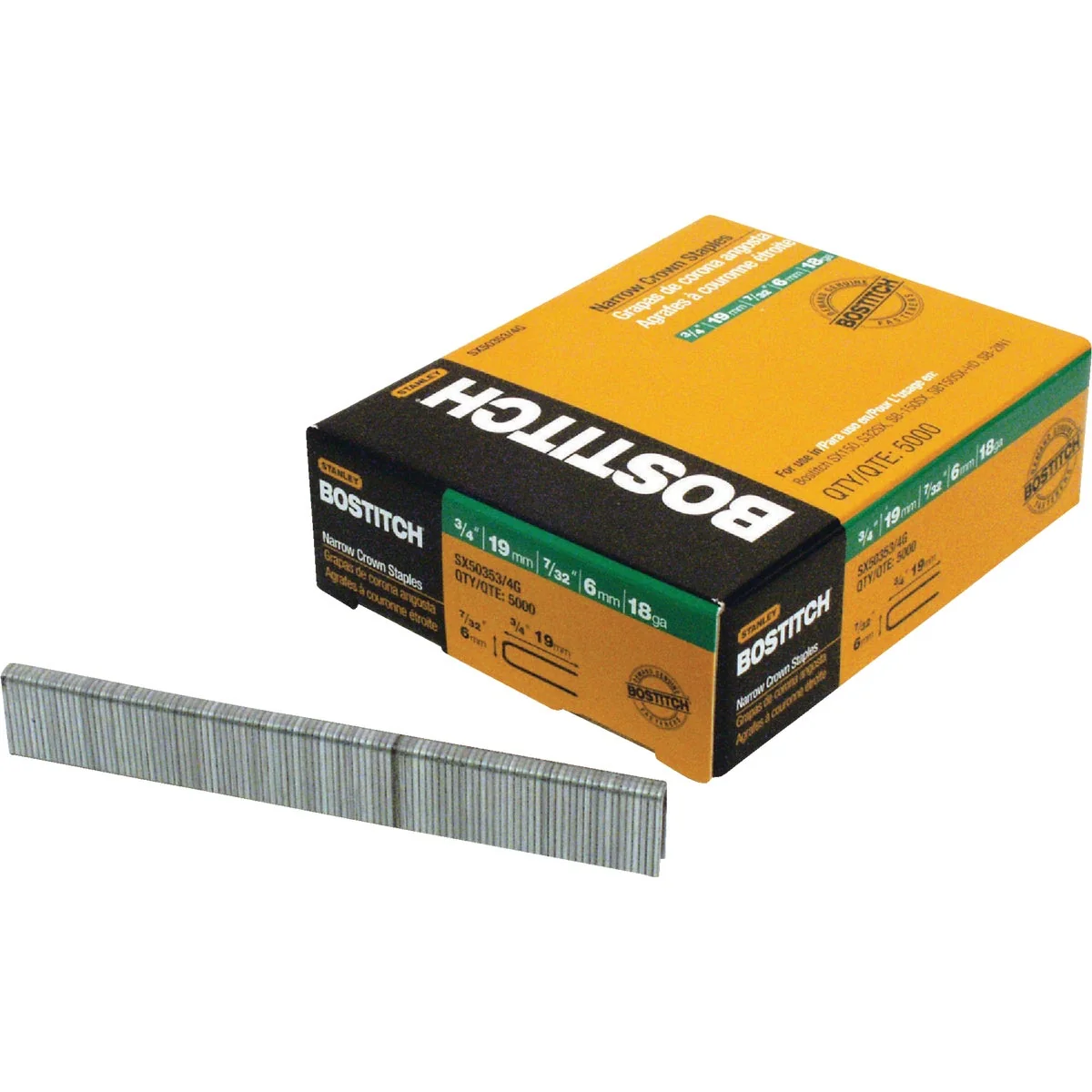 Quality Bostitch 18-Gauge Galvanized Narrow Crown Finish Staple 7 32 In. x 3 4 In. 5000 Ct. Versatile