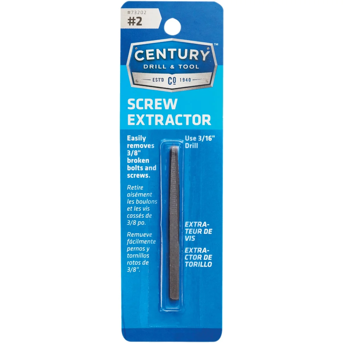 Reliable Century Drill Tool 2 Straight Flute Screw Extractor Versatile