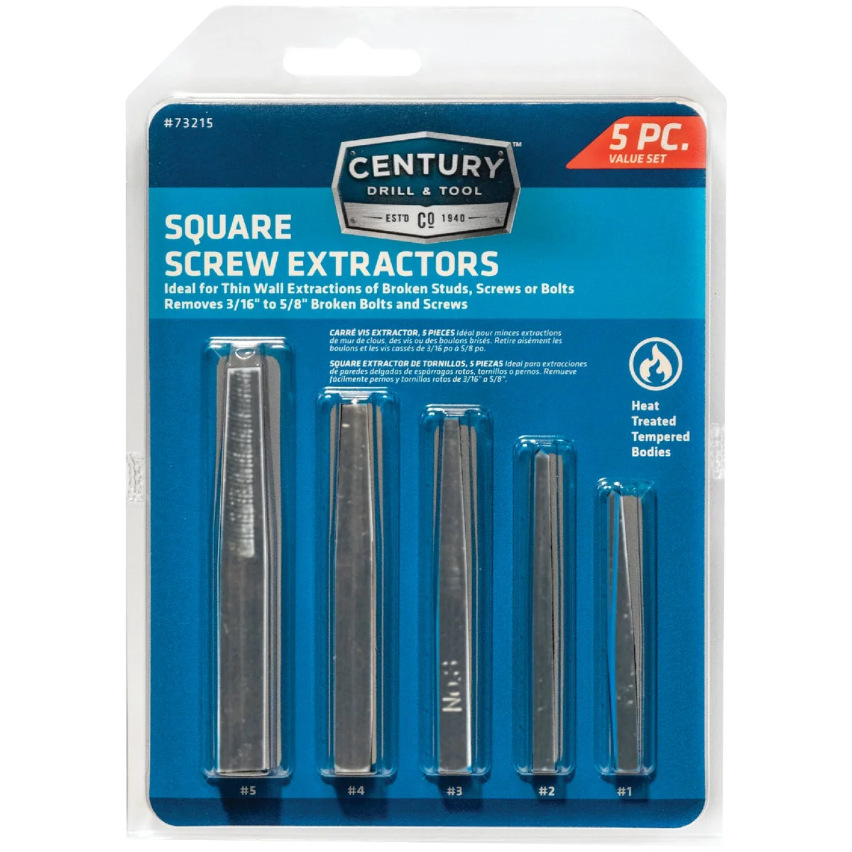 Environmentally Friendly Century Drill Tool Square Flute Screw Extractor 5-Piece Healthy