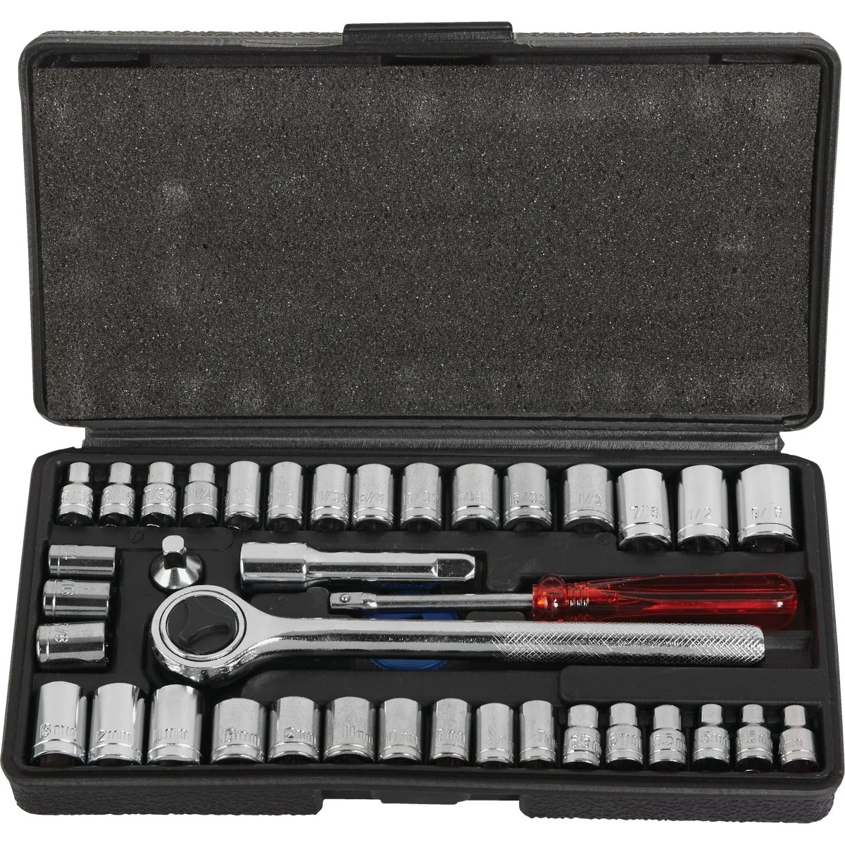 Lightweight Do it Standard Metric 1 4 In. and 3 8 In. Drive Combination Ratchet Socket Set 40-Piece Elite