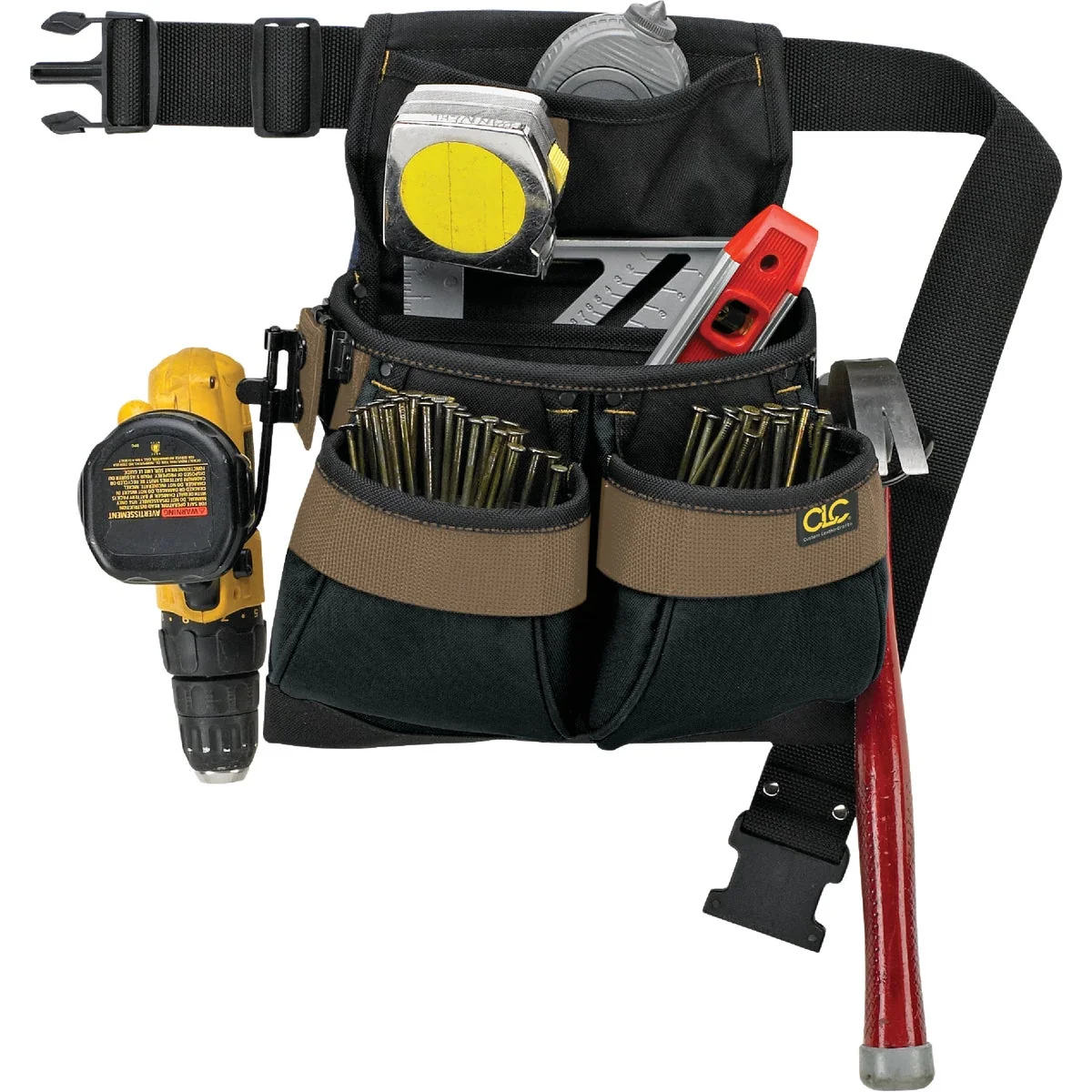 Carefully Designed CLC 5-Pocket Polyester Framer’s Nail Tool Bag with Belt Official