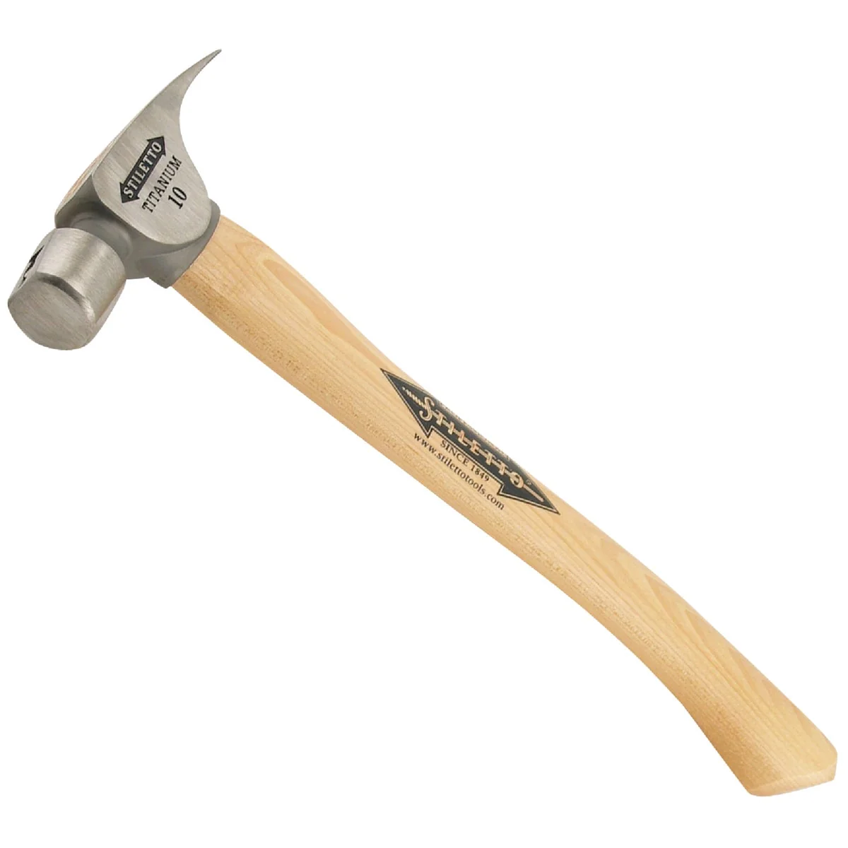Reusable Stiletto 10 Oz. Smooth-Face Straight Claw Hammer with Hickory Handle World-Class