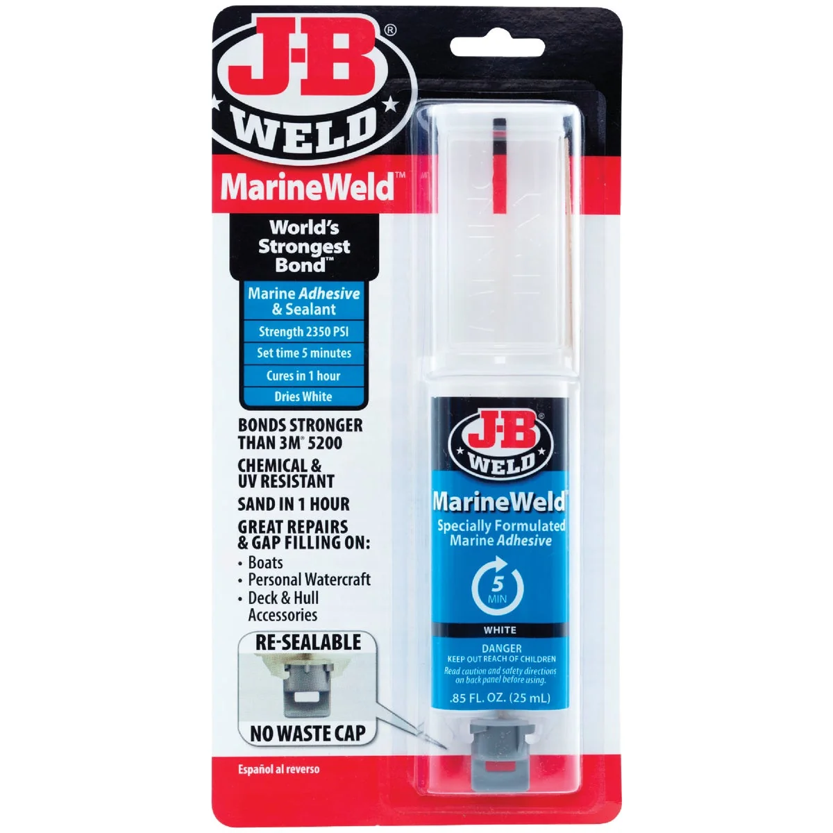 Clean J-B Weld 0.85 Oz. MarineWeld Epoxy Syringe Original Design