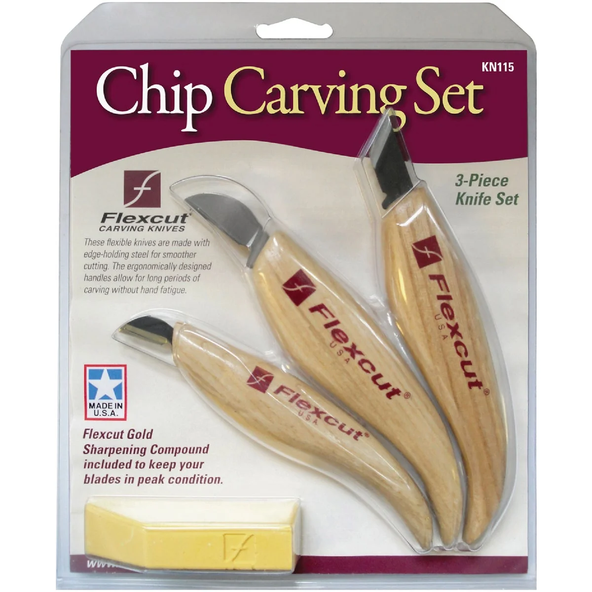 Sophisticated Flex Cut 3-Piece Chip Carving Knife Set Enhanced