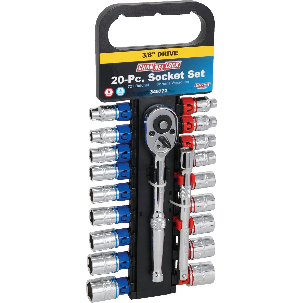 Sophisticated Channellock Standard and Metric 3 8 In. Drive 6-Point Shallow Ratchet Socket Set 20-Piece Lightweight