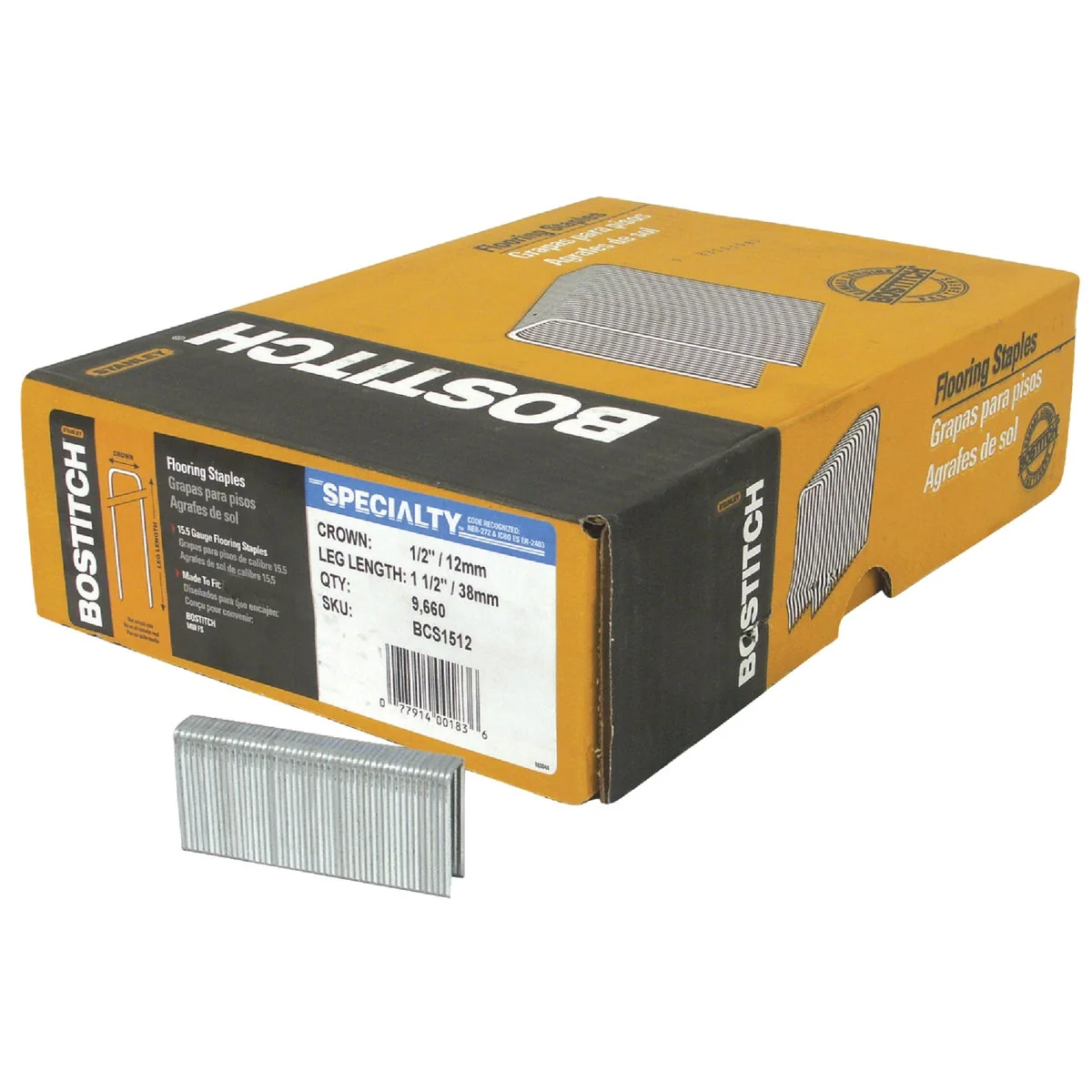 Recyclable Bostitch 15-1 2-Gauge Galvanized Hardwood Collated Flooring Staple 1 2 In. x 1-1 2 In. 10 300 Ct. Original Design