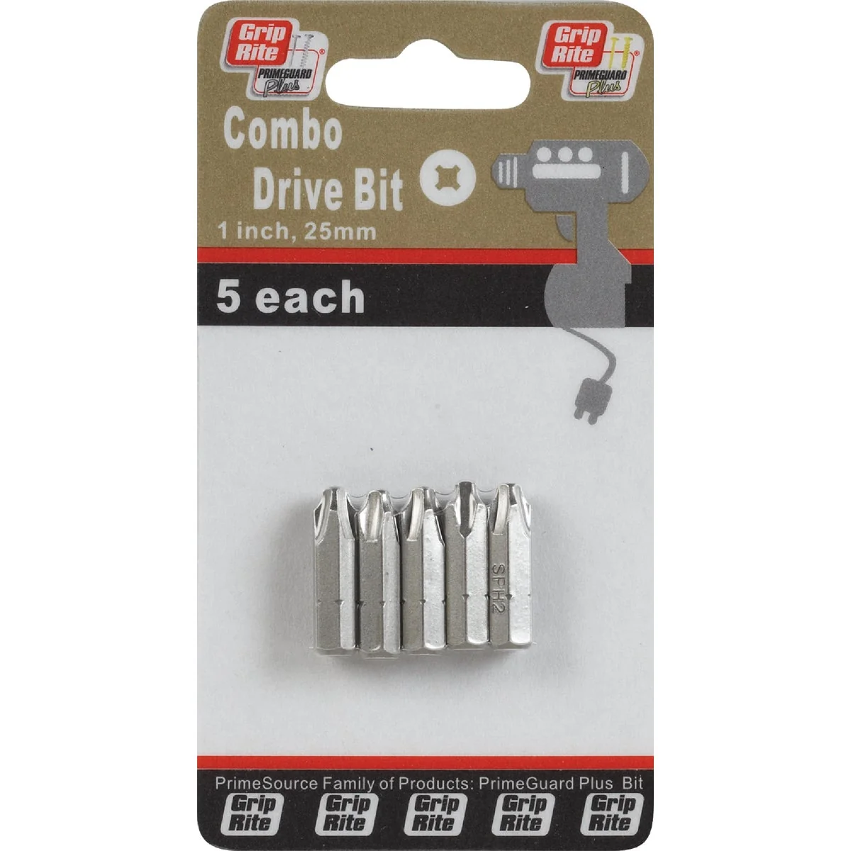 Original Design Grip-Rite Phillips Square Combo 1 In. Screwdriver Bit Elegant