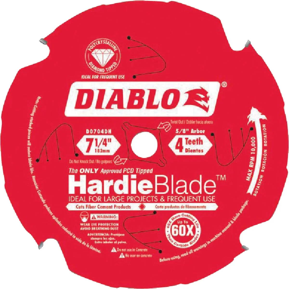 Original Diablo HardieBlade 7-1 4 In. 4-Tooth PCD Polycrystalline Diamond Fiber Cement Circular Saw Blade Exclusive