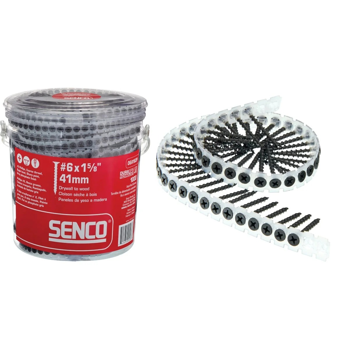 Premium Senco DuraSpin 6 x 1-5 8 In. Phillips Bugle Head Collated Drywall Screw Phospate Finish 1000 Ct. Durable