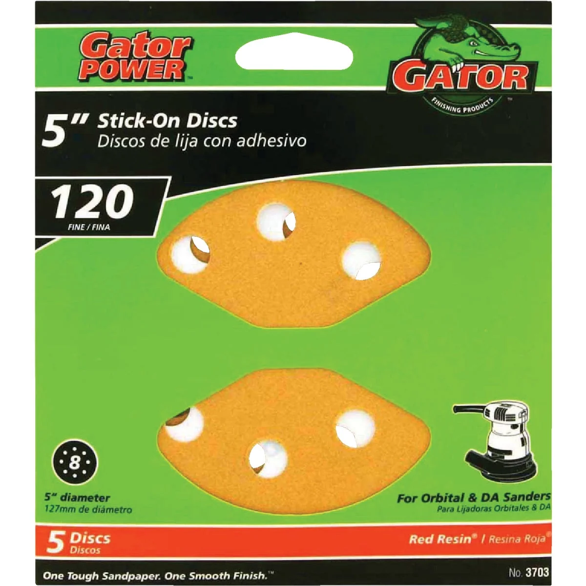 Healthy Gator 5 In. 120-Grit 8-Hole Pattern Vented Sanding Disc with Stick-On Backing 5-Pack Clean